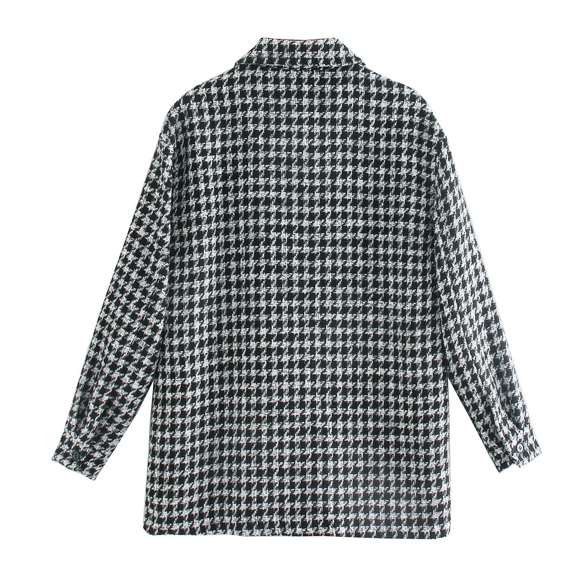 autumn and winter new loose lapel plaid woolen coat NSAC21744