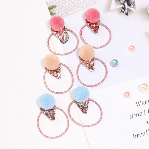 20917 spring and summer hair ball hair tie Korean children's high elastic hair rope five-pointed star sequins will not hurt the hair elastic band