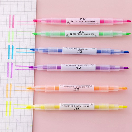 Ins Internet celebrity double-head highlighter live broadcast delivery student single-head highlighter 6 colors 12 colors wholesale