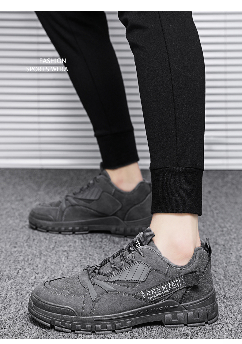 Chaussures basses décontractées en coton pour hommes, chaudes et en velours d'automne et d'hiver, travaux de chantier de sport, bottes Martin imperméables,_voghion.com