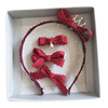 Fuchsia velvet face blush, hairgrip with bow, children's headband, hair accessory, gift box, set