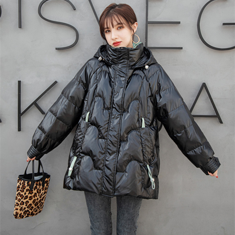 亮面羽絨服女中長款2020新款韓版時尚顯瘦連帽免洗小個子學生外套