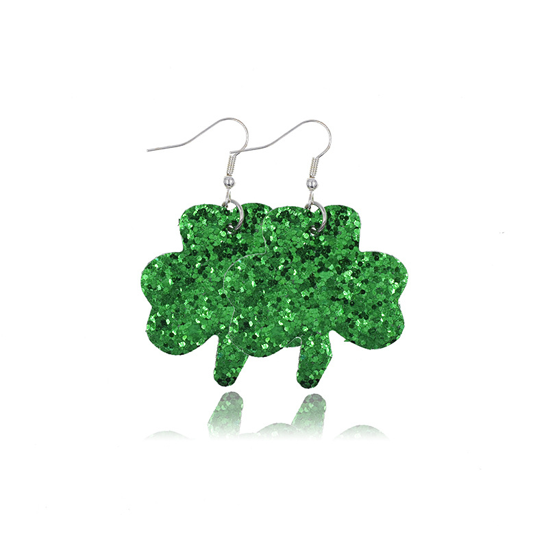 1 Pair Fashion Shamrock Hat Plaid Pu Leather St. Patrick Women's Earrings display picture 3