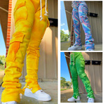 欧美亚马逊爆款双面绒波纹印花 抽绳多带长裤女