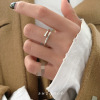 Tide, fashionable retro small design ring, silver 925 sample, on index finger