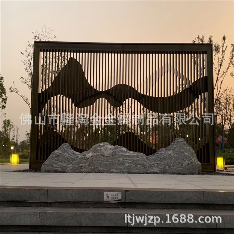 Sales Department Outdoor Decoration Mountain Stainless Steel Screen Landscape Partition Gable Stainless Steel Background Wall Decorative Effect