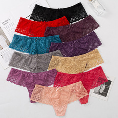 新款蕾絲女士內褲 大碼性感女丁字褲T褲 透明蕾絲性感內褲女棉檔