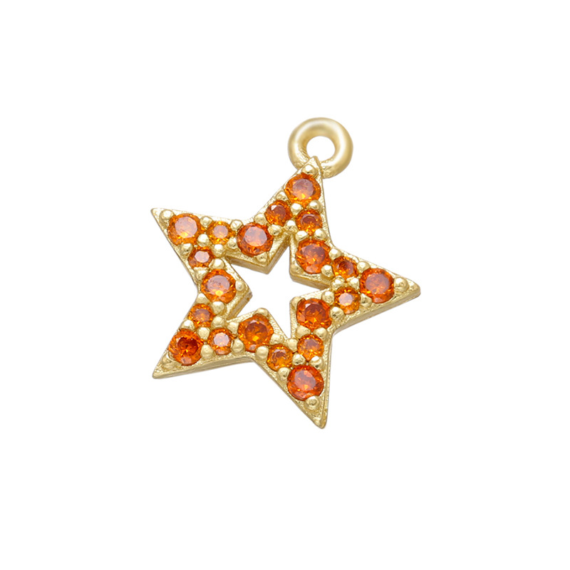 Micro-inlaid Colored Heart Five-pointed Star Small Pendant Diy Jewelry Accessory display picture 12