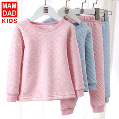 Children's and Infants' Autumn/Winter Warmth Set of T-shirt and Panties with Air Cotton and Thickening for Cold Seasons Wholesale