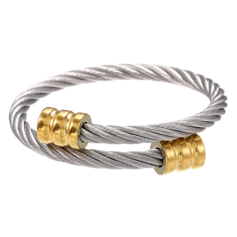 Fashion Jewelry Trend Retro Personality Stainless Steel Winding Geometric Bracelet Accessories  Wholesale Nihaojewelry display picture 2