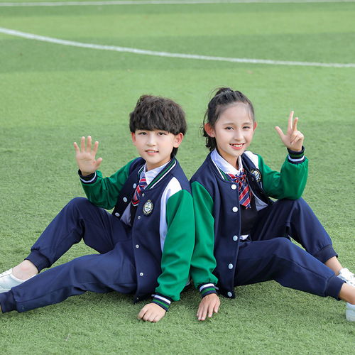 School uniform for primary school students, spring and autumn edition, college style, first grade class uniform, sporty baseball style, kindergarten autumn uniform, kindergarten logo