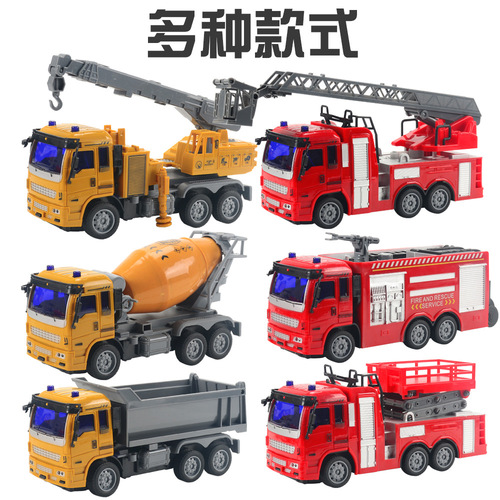 Cross-border children's electric four-way wireless remote control engineering vehicle toy set boy mixing crane model stall