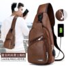 Chest bag, shoulder bag for leisure, polyurethane capacious small bag, Korean style