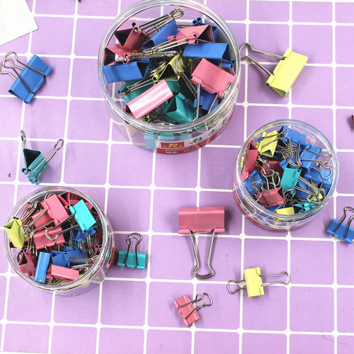 Wholesale Colorful Long-Tail Clips Creative Metal Swallowtail Clips Large and Small Office Stationery Brackets Ticket Holders Bucket Packaging Office and Student Supplies