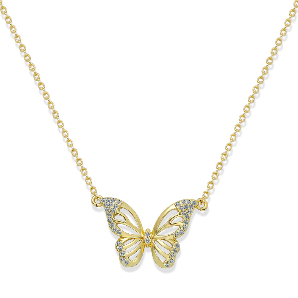 Korean Fashion  Copper Inlaid Zirconium Butterfly Simple Creative Fashion Full Diamond Luxury Copper Necklace Wholesale display picture 19