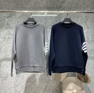 20SS tb风格卫衣 华夫格圆领套头棉 情侣春秋学院运动休闲