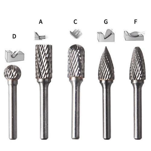 5-pack double-slot rotary file grinding head 6×10mm carbide tungsten steel grinding head rotary file milling cutter