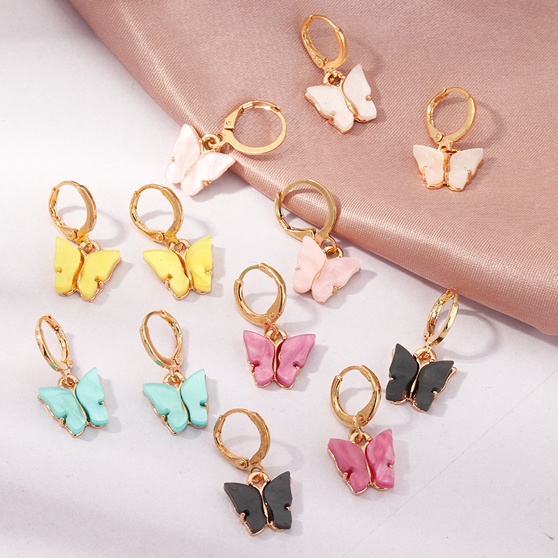 Jewelry fashion pop color acrylic butterfly earrings butterfly earrings womenpicture15