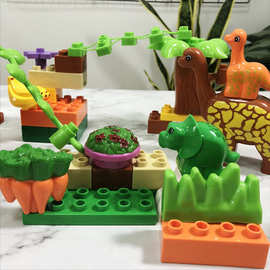 亚马逊恐龙积木3-7岁男孩DIY拼装大颗粒恐龙场景乐园积木玩具批发