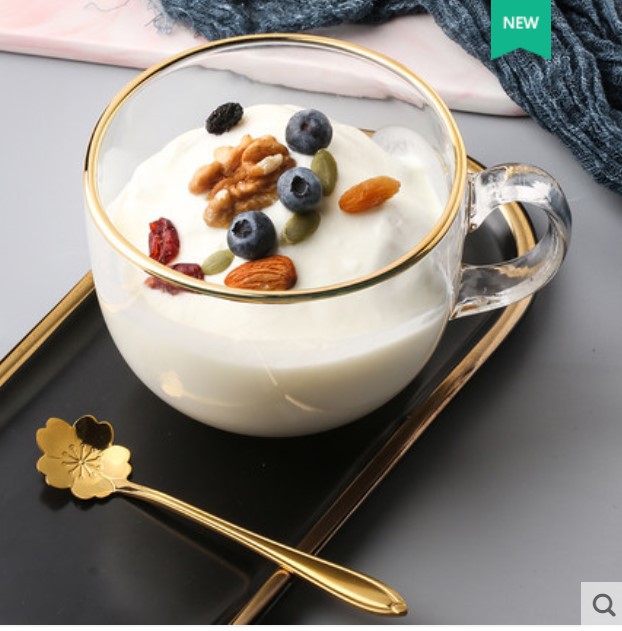 Phnom Penh Breakfast Cup household oats With cover capacity Tea cup Glass glass yogurt milk Mug