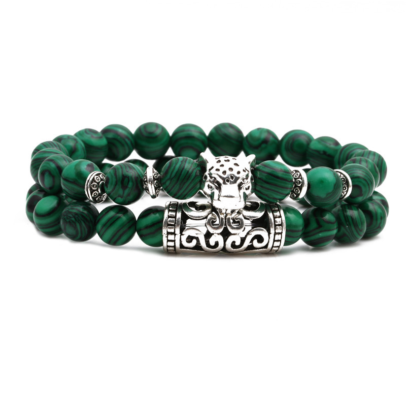 Malachite Owl Buddha Head Codo Set Pulsera Lion Head Elephant Beaded Bracelet display picture 13