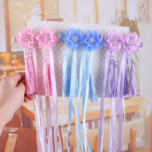 kids Girls Chinese Hanfu Princess fairy Headdress chinese folk dance hair accessories flower hairpin tassel hair dust ribbon pin hanfu accessories accessories