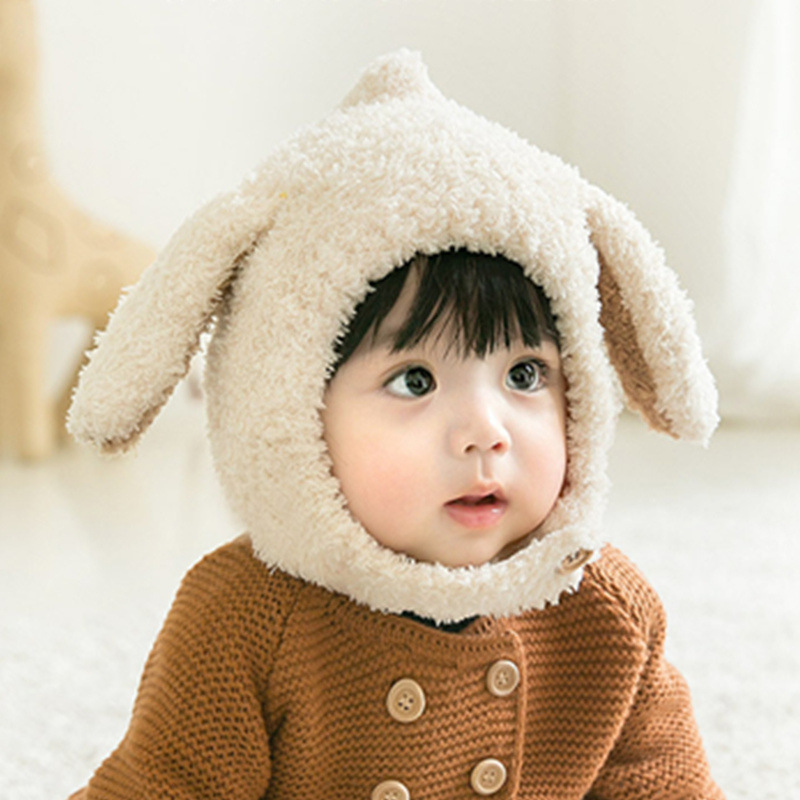 冬季新款儿童帽子可爱小狗耳朵加厚护耳宝宝手工毛绒帽亲肤婴儿帽
