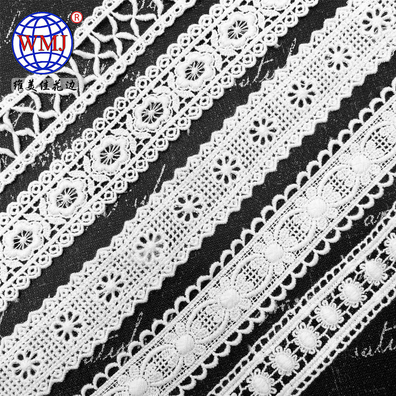 Factory direct Vimeijia DIY water soluble lace bilateral wave lace 3cm cross cotton lace barcode Factory direct Vimeijia DIY water soluble lace bilateral wave lace 3cm cross cotton lace barcode