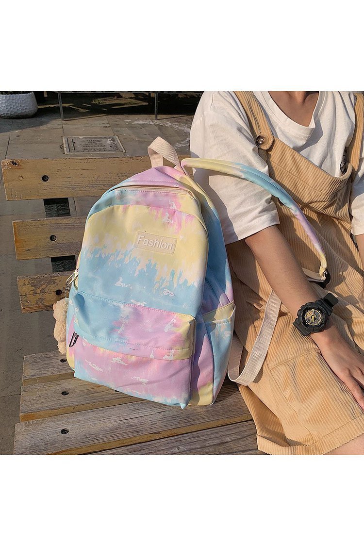 Schult Asche Für Frauen 2020 Neue Koreanische Version Des College-stils Persönlichkeit Farbverlauf Farbe Batik Mädchen Schüler Schult Asche Japanischer Rucksack display picture 6