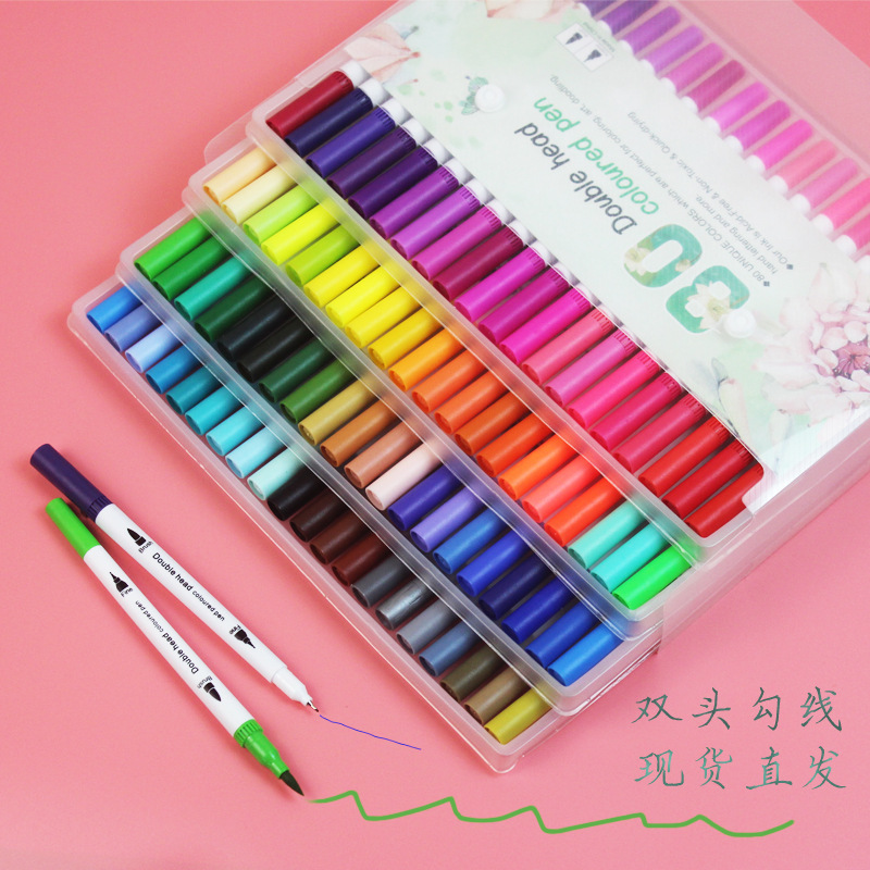 Cross border 100 Double head Hook line pen Soft head Watercolor pen suit colour Graffiti draw Fine Arts Draw wholesale