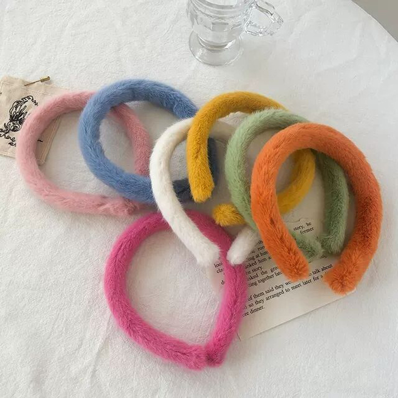 Demi-season solid color plush harmless headband