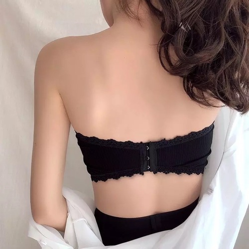 Summer threaded one-line waistband with chest pad to prevent exposure and beautiful back for girls and students thin strapless underwear wrap breast tube top