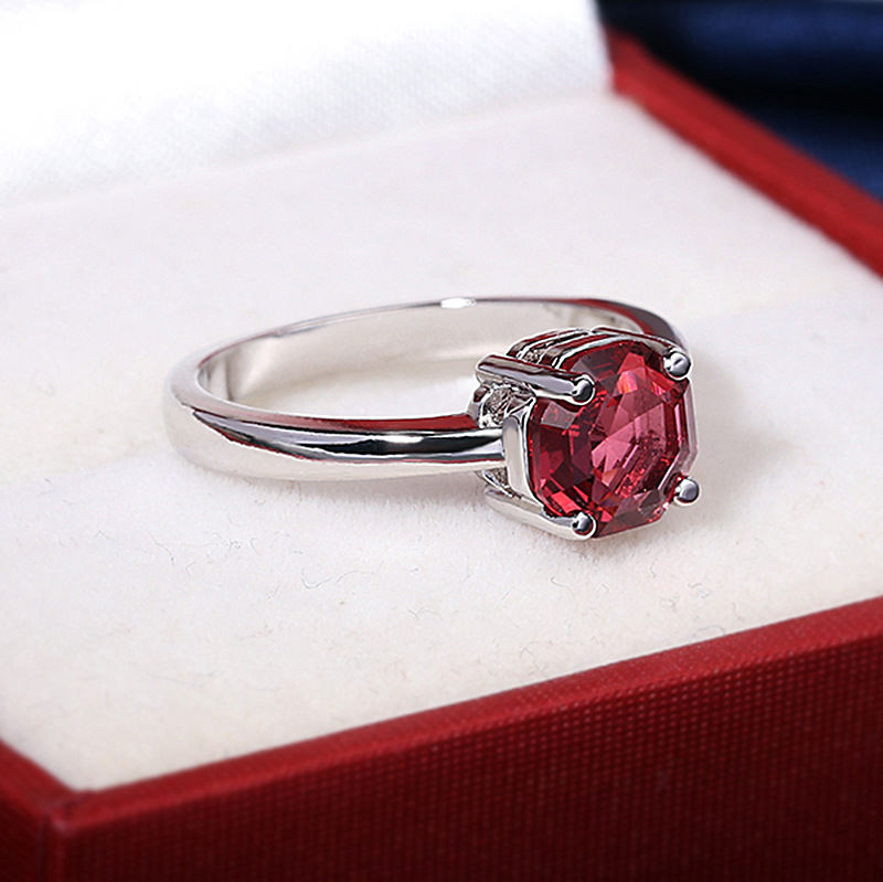 Fashion Natural Pink Topaz Ring Thailand Kaleidoscope Cut Gemstone Women's