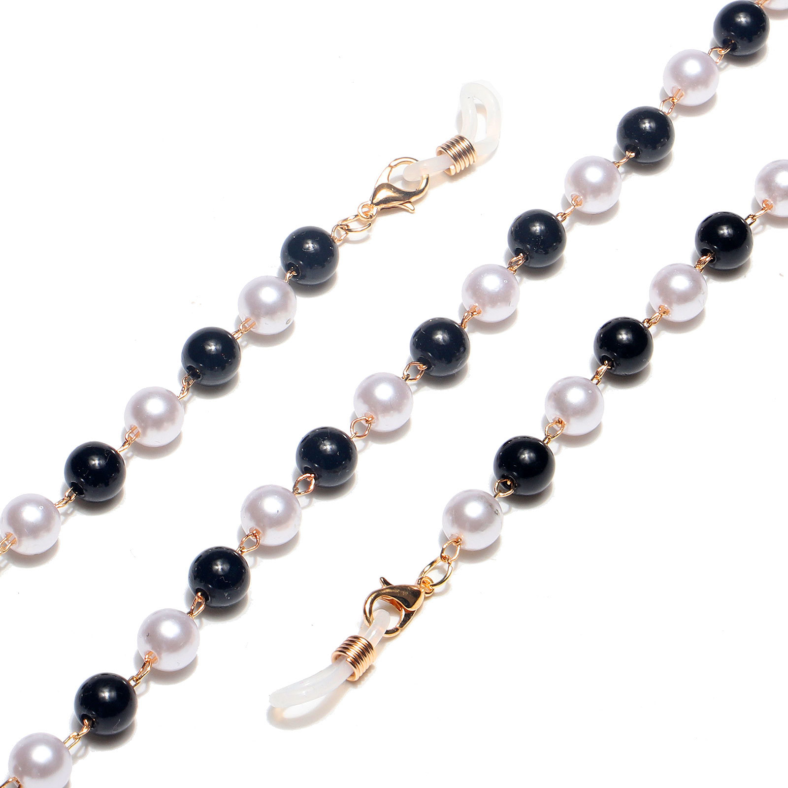 High Quality Fashion Black And White Pearl Glasses Chain display picture 3