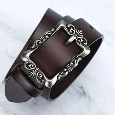 皮带女真皮头层纯牛皮休闲百搭裤带 牛仔裤简约复古腰带女