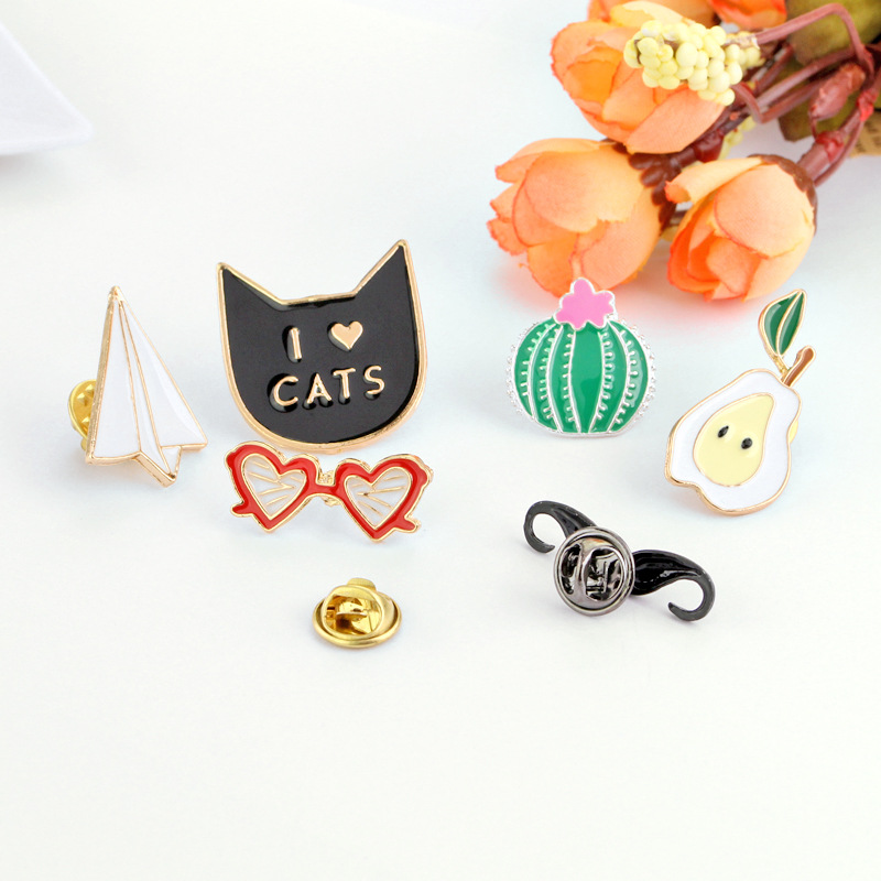 Cartoon Cute Paper Airplane Animal Cactus Glasses Dripping Brooch display picture 2