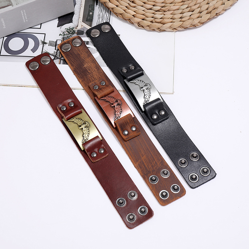 retro punk leather bracelet