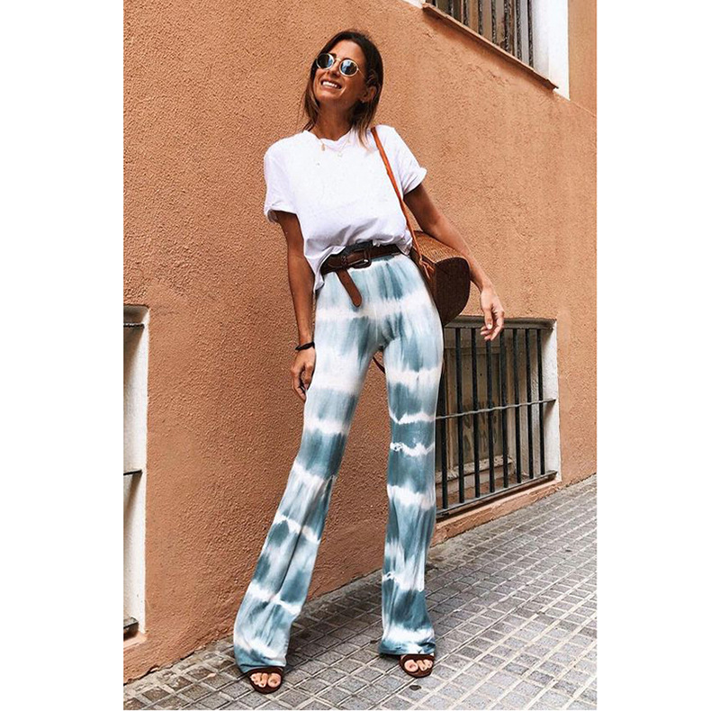 loose casual printed flared trousers NSKX8448