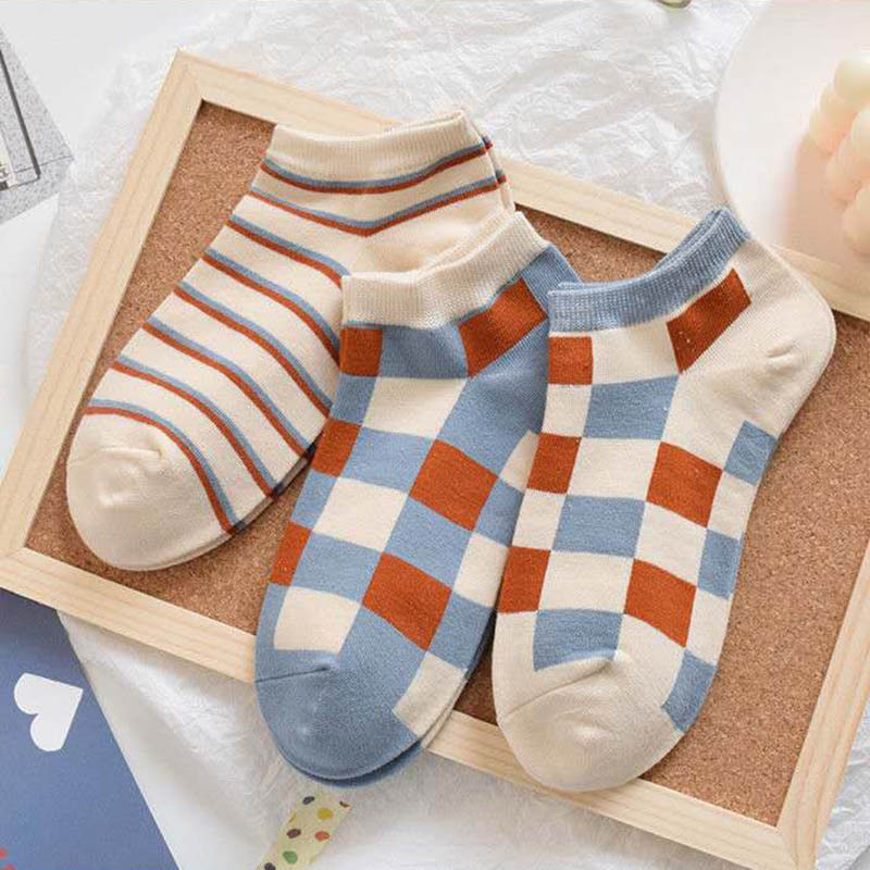 Sports Plaid Short Sweat-absorbent Polyester Cotton Socks Wholesale display picture 10