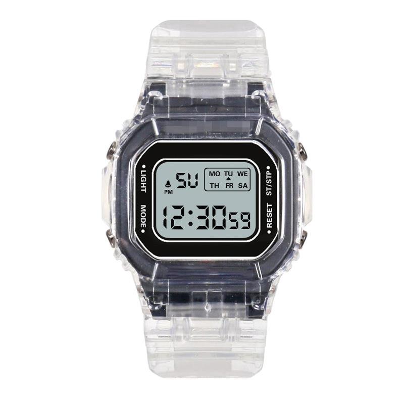 Suministro directo de fábrica transparente pequeño cuadrado ins Internet celebridad reloj luminoso impermeable reloj electrónico para estudiantes masculinos y femeninos