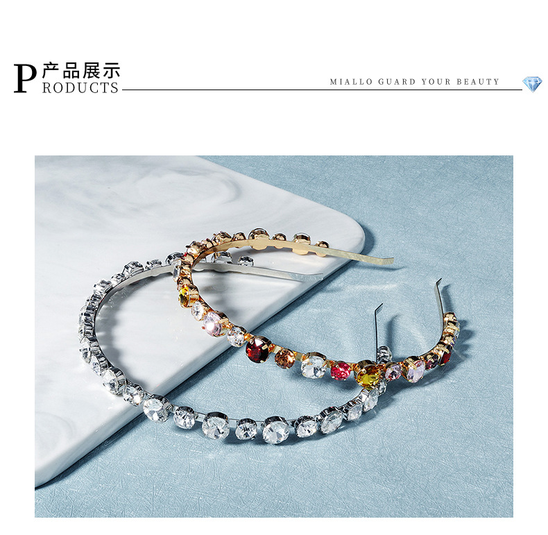 Korean Colorful Rhinestone  Headband Wild Simple Travel Accessories  Simple Sweet Pressure Hair Band Nihaojewely Wholesale display picture 3