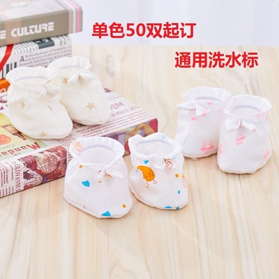 New products Cartoon printing newborn Infants baby pure cotton Foot protector Shoe cover Manufactor 50 monochrome machining customized