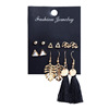 Earrings with tassels, set, European style, 6 pair