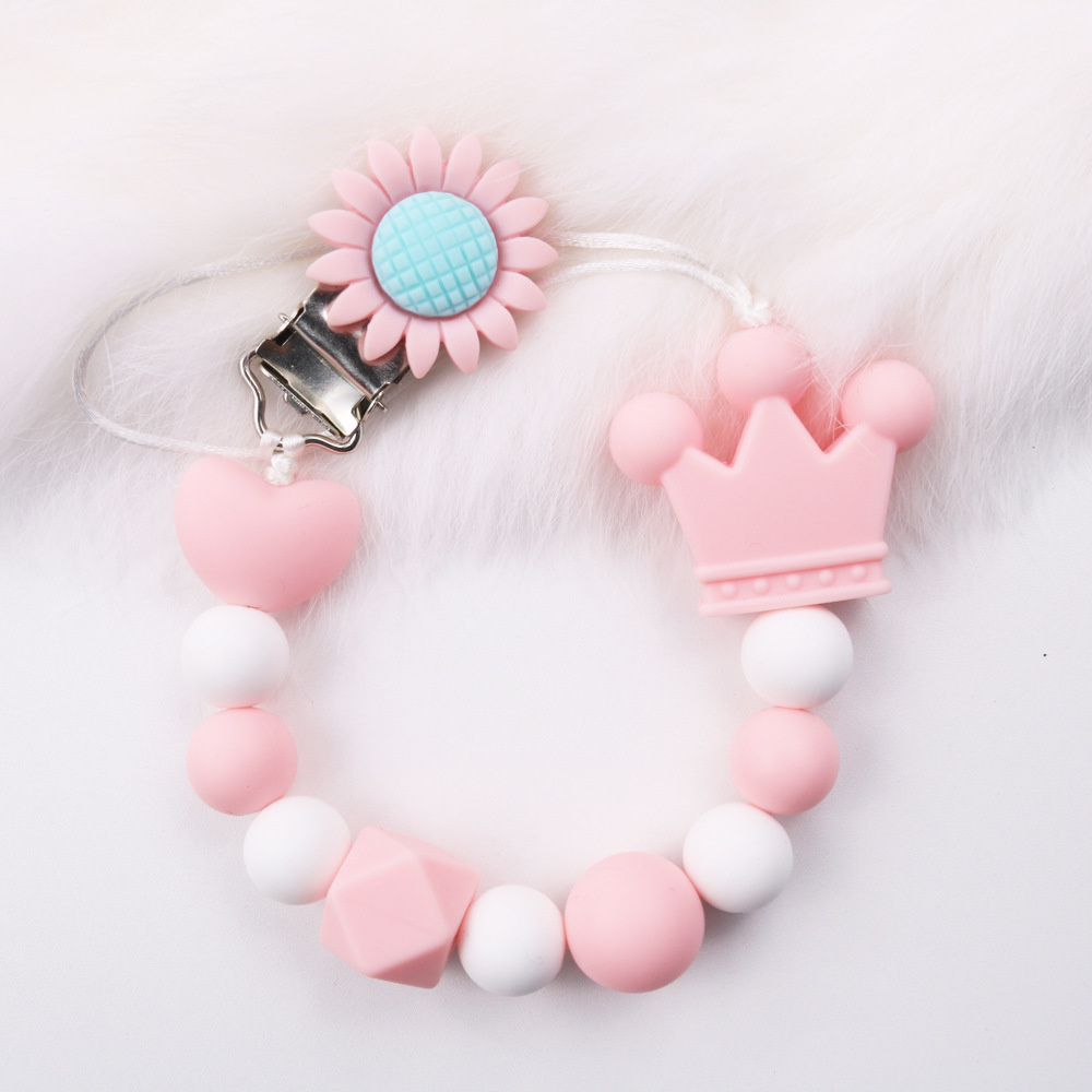 AliExpress new baby pacifier chain baby silicone pacifier chain flower pacifier clip tooth glue anti-drop chain