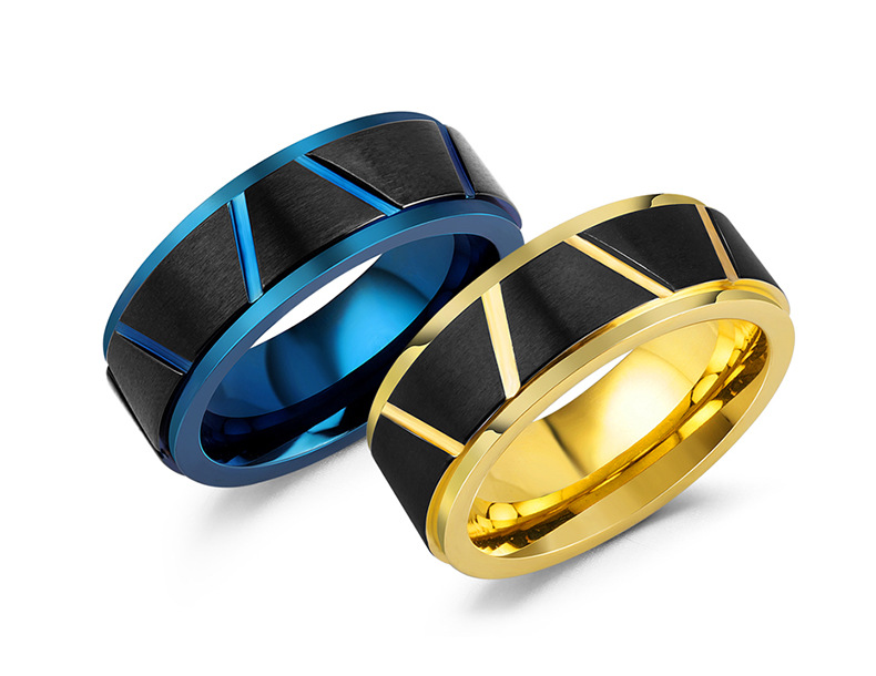 إكسسوارات خاتم من الفولاذ المقاوم للصدأ بلون ذهبي كلاسيكي بسيط display picture 3
