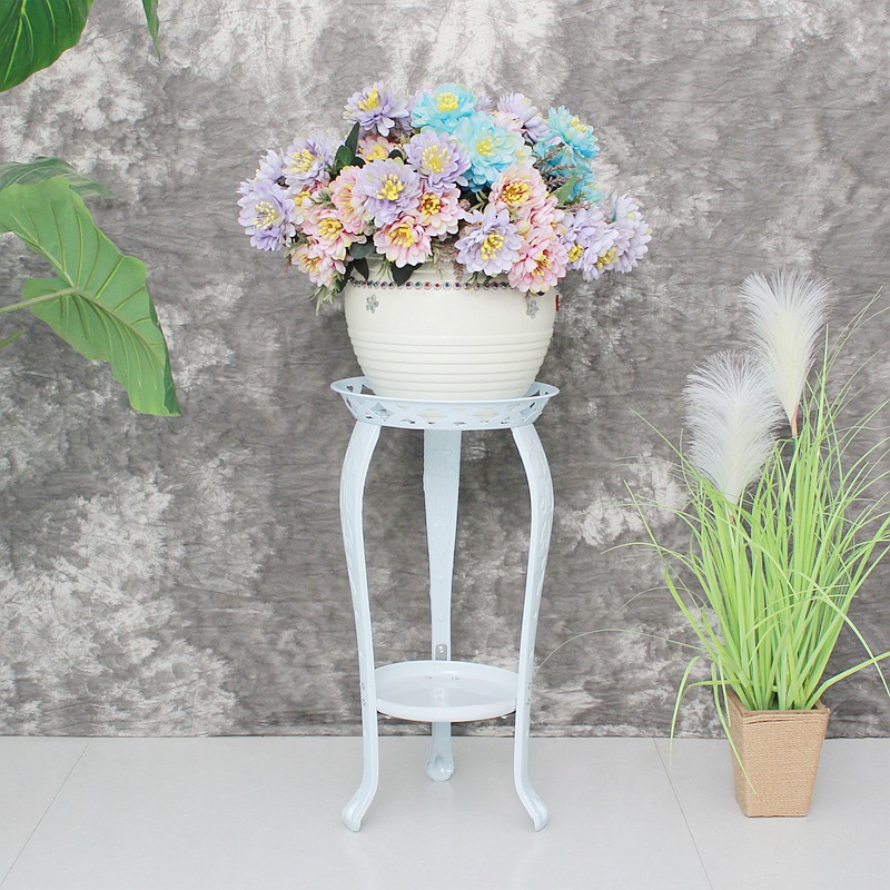 54# Reinforced Iron Flower Stand with European Style Floor Stand, Suitable for Balcony, Indoor, Export, Double Layer, Simple Design, Court Yard, Lucky Bamboo Stand