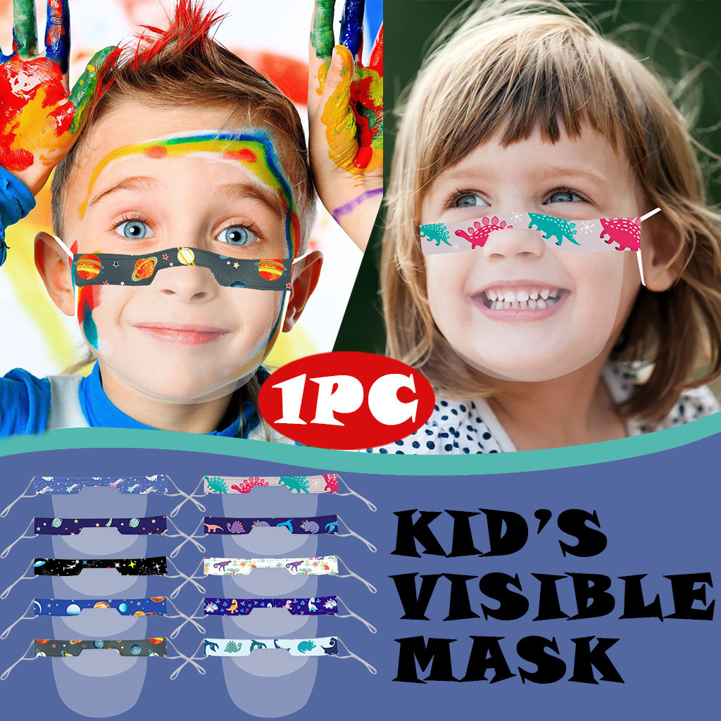 （儿童口罩）TPU防雾透明防护 可洗涤唇语面罩印花透明面屏 现货|ru