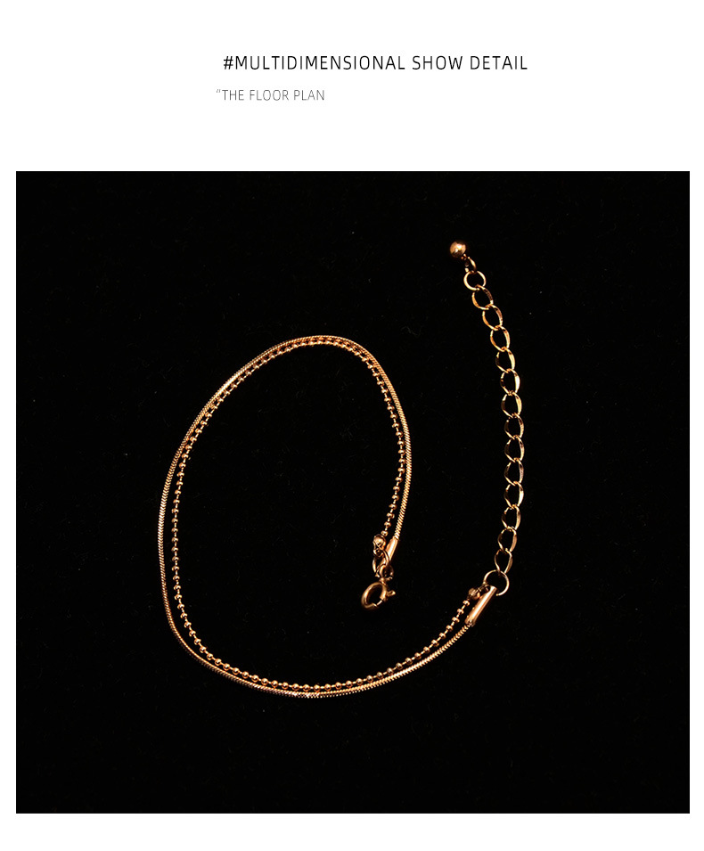 Double Flat Snake Rice Bead Chain Golden Wild  Simple Titanium Steel Bracelet Wholesale display picture 5