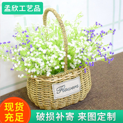 Countryside Straw The opening Flower basket originality weave Flower basket portable wedding Flower basket Circular band Flower basket flower arrangement Flower basket