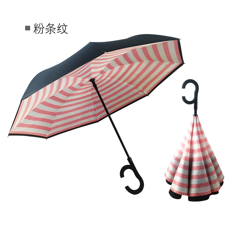Creative double -layer C -type automatic reverse umbrella avoiding the sun umbrella car fixed rod reverse umbrella ads reverse umbrella